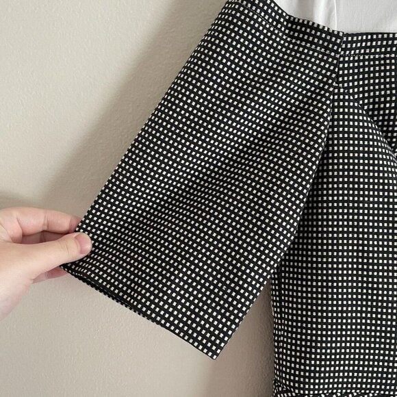 Pearl By Lela Rose Women 8 Black Checked Short Sleeve Poplin Combo Top NWT - Picture 4 of 13
